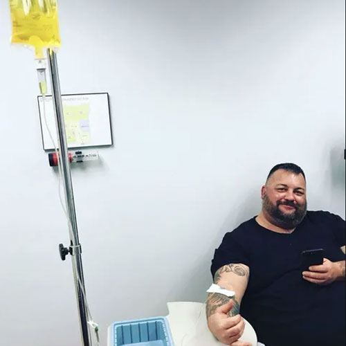 Man getting IV therapy